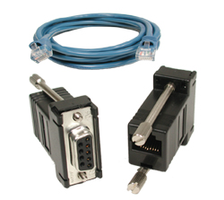 SeaI/O DB9 Female to RJ45 Adapter (RS-232 Pinout) and CAT5 7' Patch Cable (Blue) 